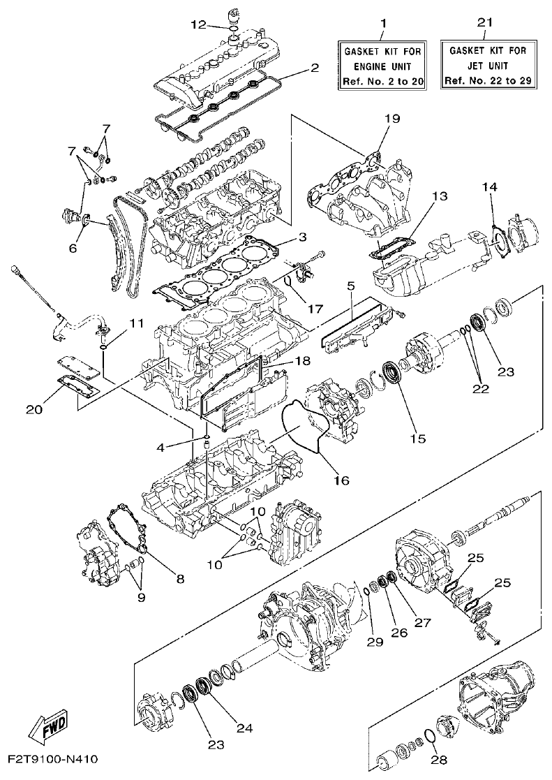 Yamaha F2ML REPAIR KIT 1 parts diagram